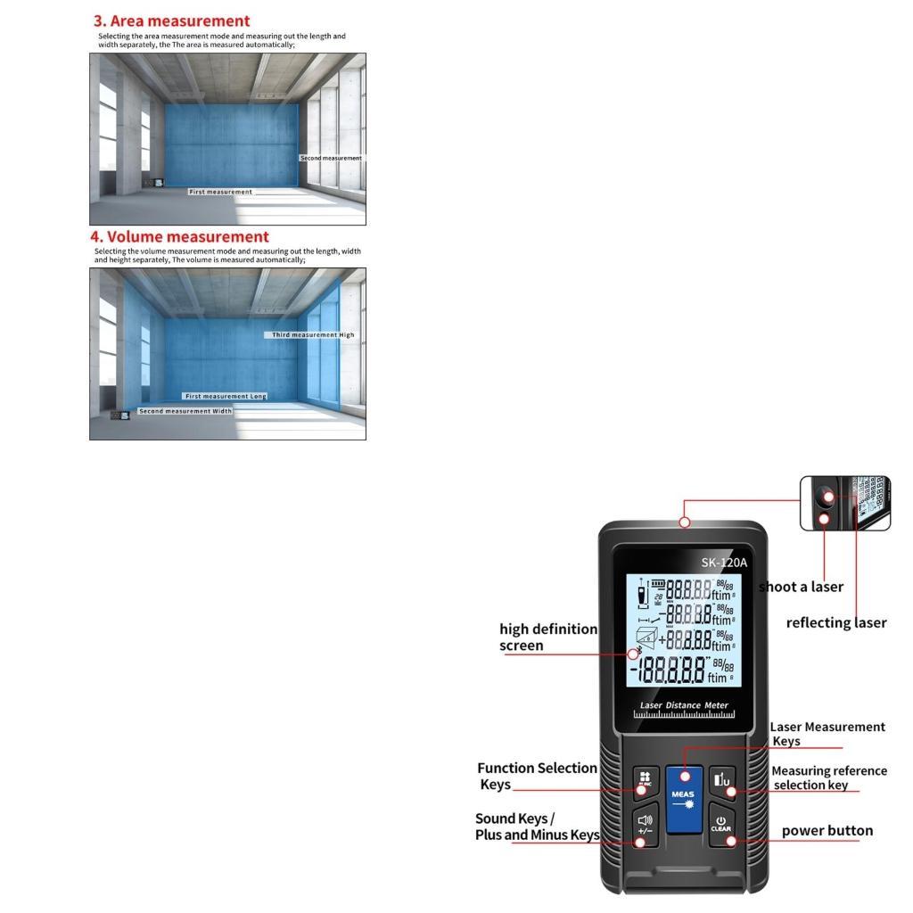 Industrial Laser Rangefinder - 652F Lasers Tape Measure Distance Meter