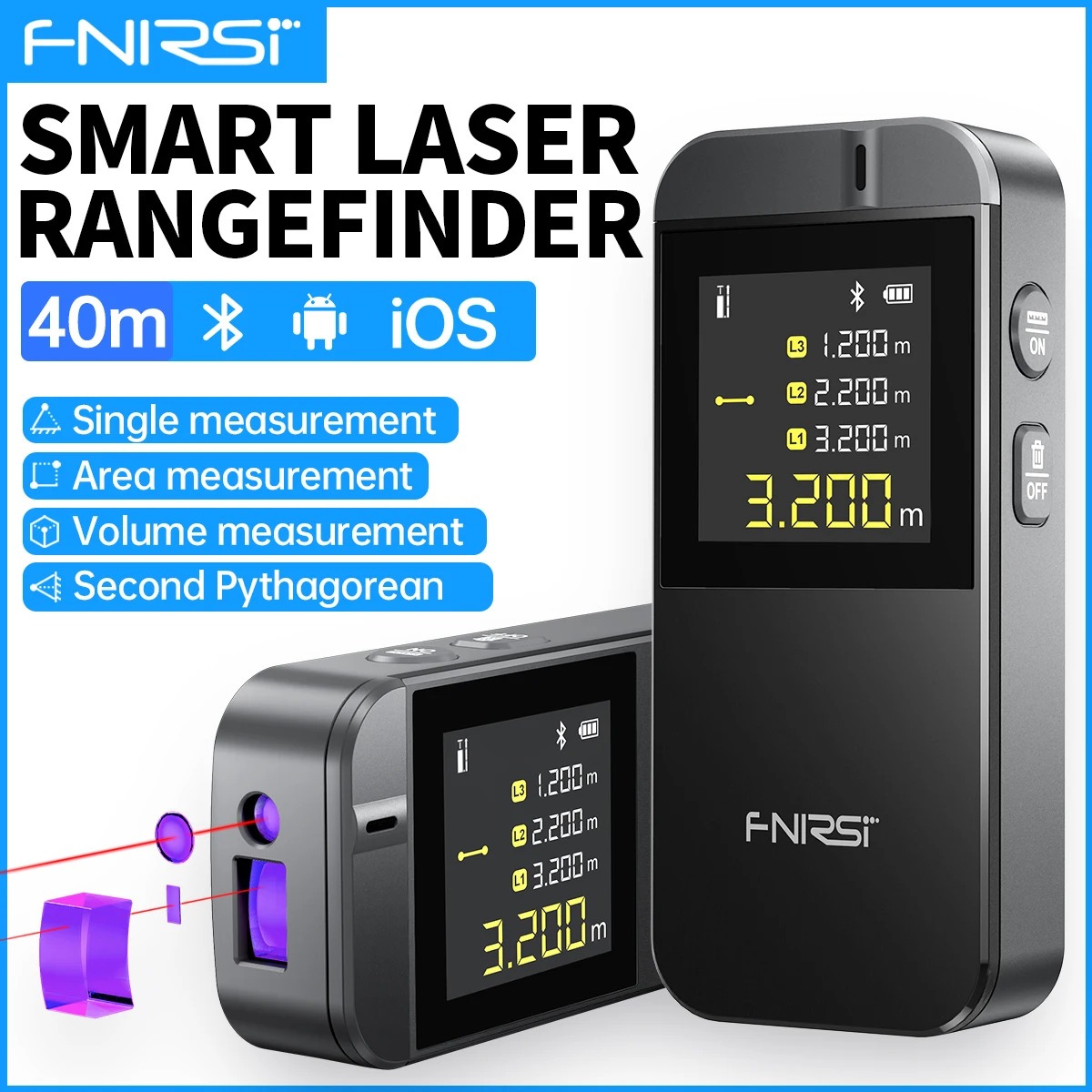 Industrial Laser Rangefinder - FNIRSI IR40 Digital Laser Tape Measure