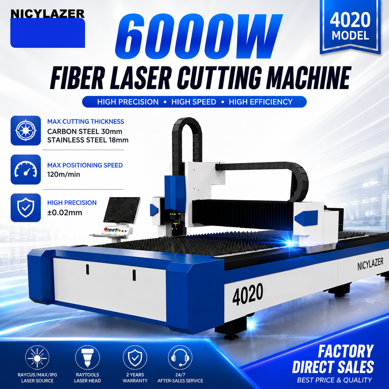 Industrial Laser Cutter For Metal - CNC Fiber Laser Cutting Machine 4020