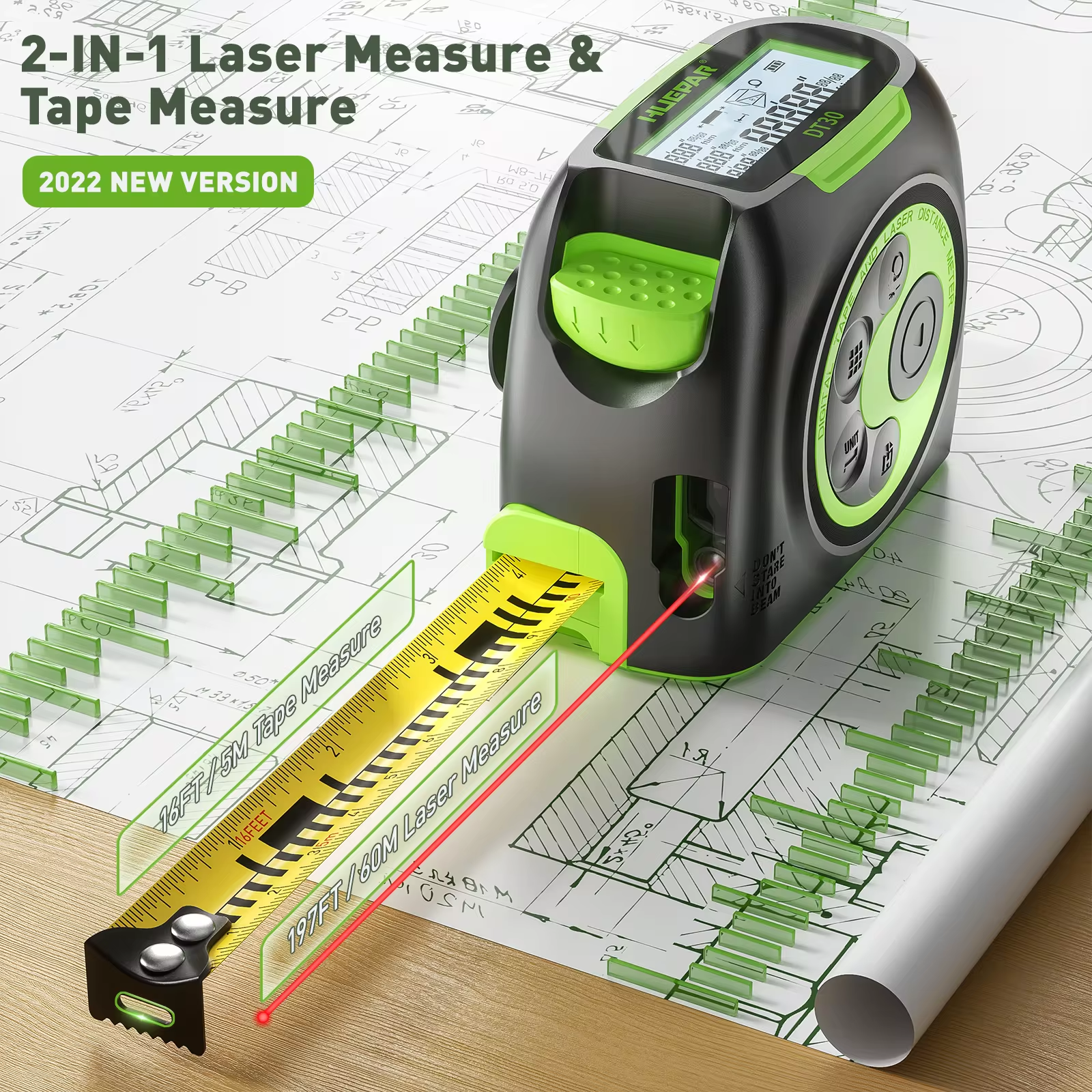 Huepar Digital 60M 197ft Laser - مراجعة Industrial Laser Rangefinder وسعره