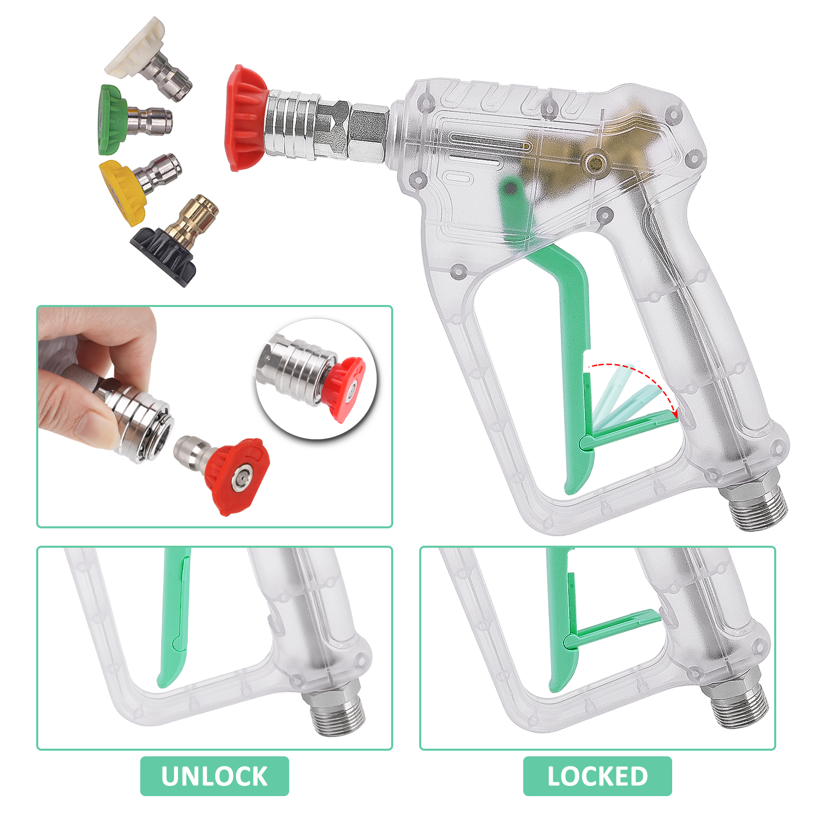 Pressure Washer Gun Kit - Conv - مراجعة Laser Nozzle Ceramic وسعره
